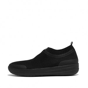 フィット フロップ ÜBERKNIT Slip-On スニーカー レディース 黒 | Japan BDEYLA574