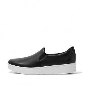 フィット フロップ RALLY レザー Slip-On Skate スニーカー レディース 黒 | Japan SJCPDN215