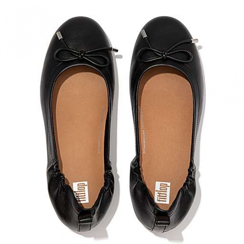 フィット フロップ ALLEGRO Bow レザー Ballet Flats フラットシューズ レディース ネイビー | Japan XHZNOB052