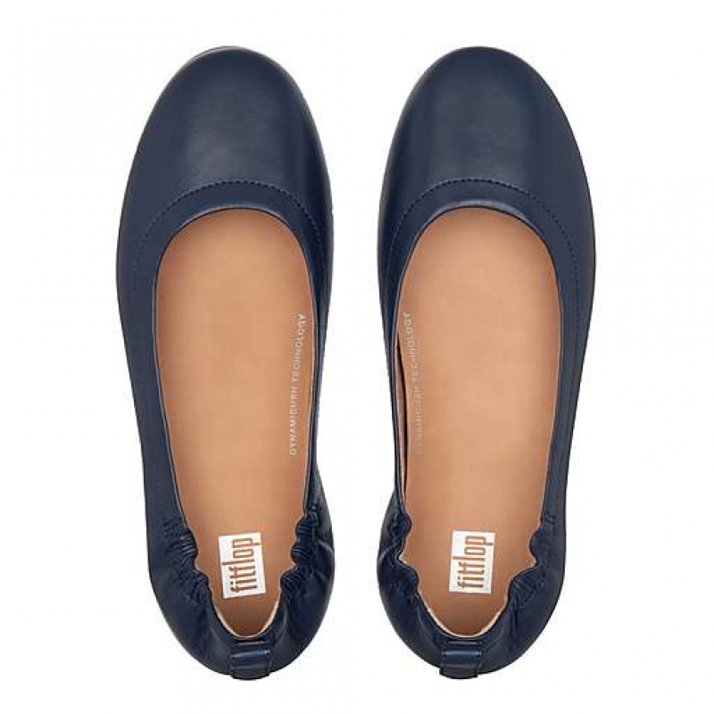 フィット フロップ ALLEGRO Soft レザー Ballet Flats フラットシューズ レディース ネイビー | Japan FWKMVT850