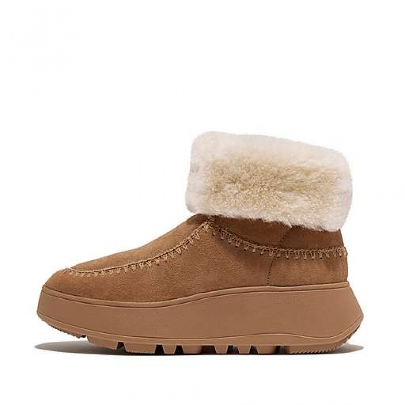 フィット フロップ F-MODE Crochet-Stitch Double-Faced Shearling Flatform Moc ブーツ レディース 黒 | Japan HEUXYP769