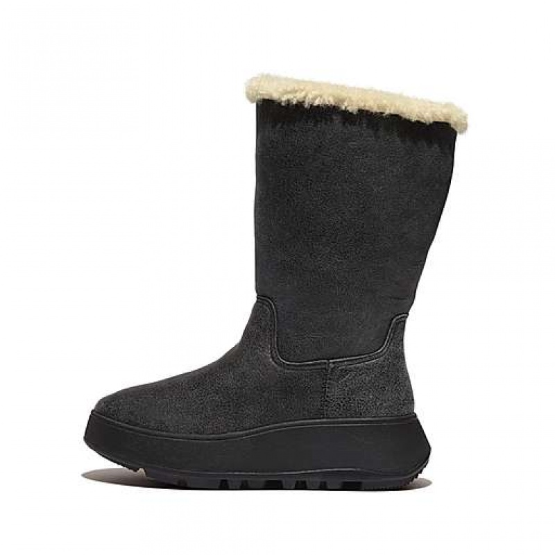 フィット フロップ F-MODE Double-Faced Shearling レザー Flatform Calf ブーツ レディース 緑 | Japan MTDRIP385