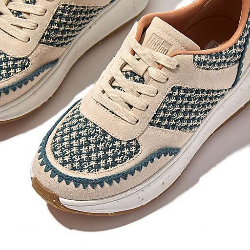 フィット フロップ F-MODE E01 Crochet/スエード Flatform スニーカー レディース 青 | Japan PDKJAB827