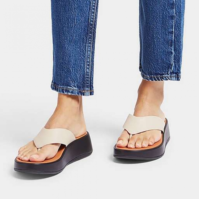 フィット フロップ F-MODE Luxe レザー Flatform つま先-Post サンダル レディース 紫 | Japan LQWKZO639