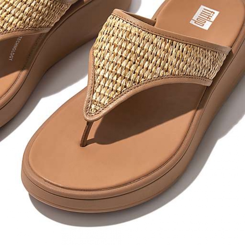 フィット フロップ F-MODE Woven Flatform つま先-Post サンダル レディース 黒 | Japan ZYOAWD512