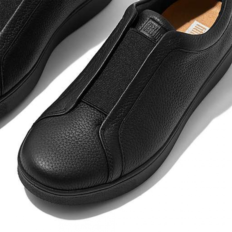 フィット フロップ RALLY Elastic Tumbled-レザー Slip-On スニーカー レディース 黒 | Japan PBSRVK036