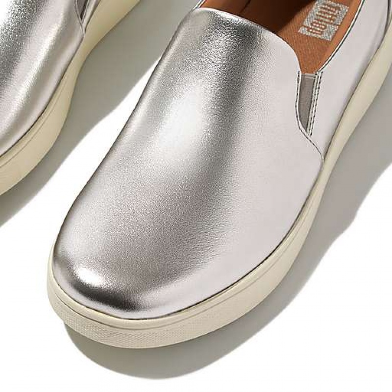 フィット フロップ RALLY Metallic-レザー Slip-On Skate スニーカー レディース ブラウン | Japan JSGOKV735