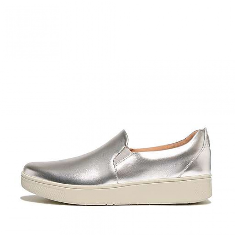 フィット フロップ RALLY Metallic-レザー Slip-On Skate スニーカー レディース ブラウン | Japan JSGOKV735